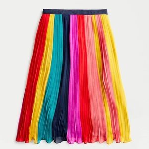J CREW Sunburst Pleated Rainbow Midi Skirt